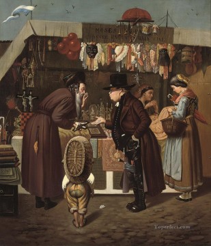  sidor Painting - Bartering at the market Isidor Kaufmann Hungarian Jewish